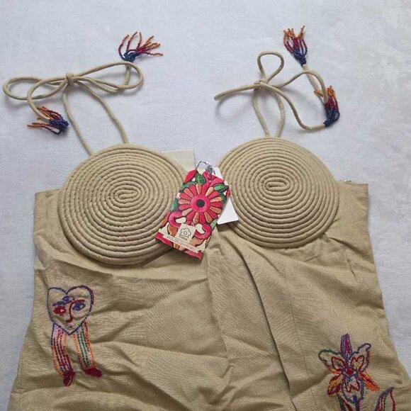 New L Farm Rio x Anthropologie embroidered linen blend dress - Picture 6 of 14